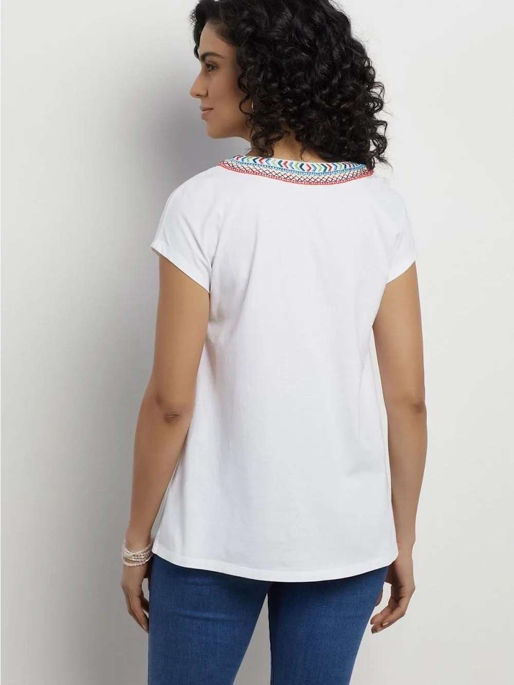 Soft surroundings Izabel Embroidered V-Neck Dolman Cap Sleeve White Top size 3X